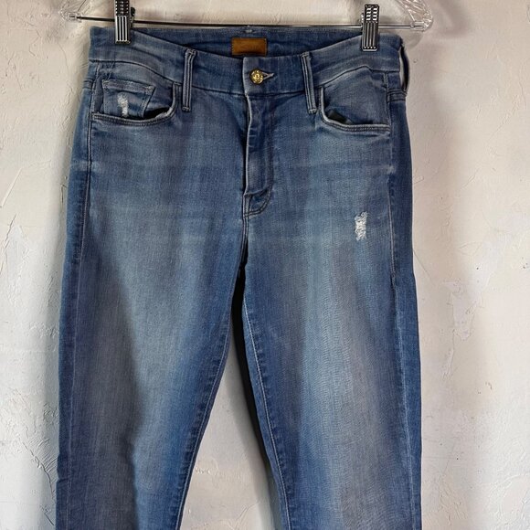 Mother Jeans Women 28 The Looker Crop Shake Well Light Blue Stretch Comfort - Picture 2 of 12